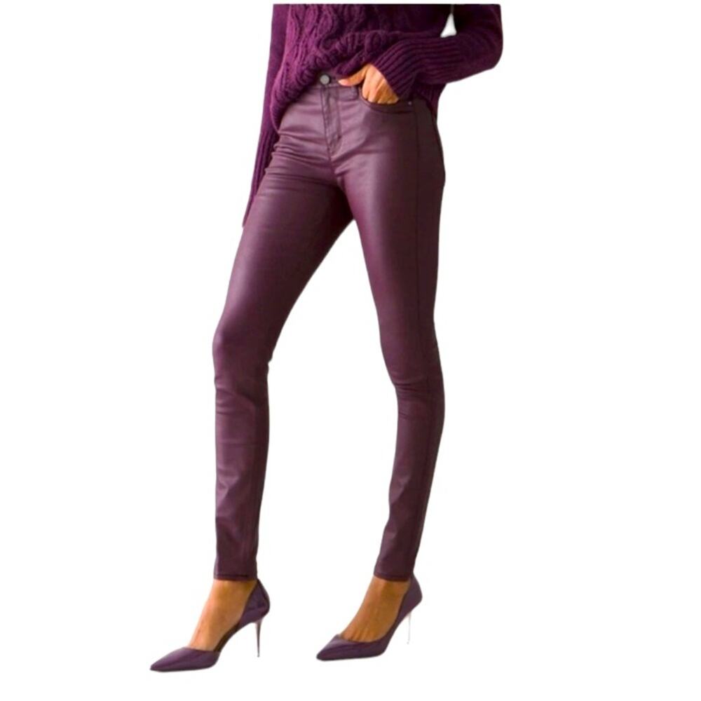 American Eagle Purple Coated Hi Rise Skinny Jeggings Y2K Grunge Size 8